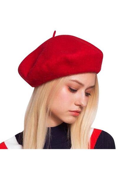 Final Ticaret Unisex Red French Felt Painter Beret