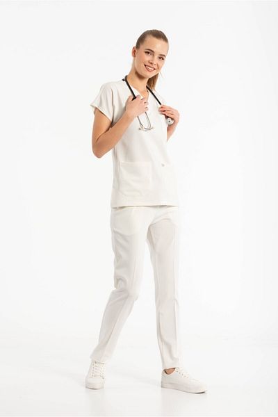 Owlet Medikal Set uniformă Scrubs Lycra albă