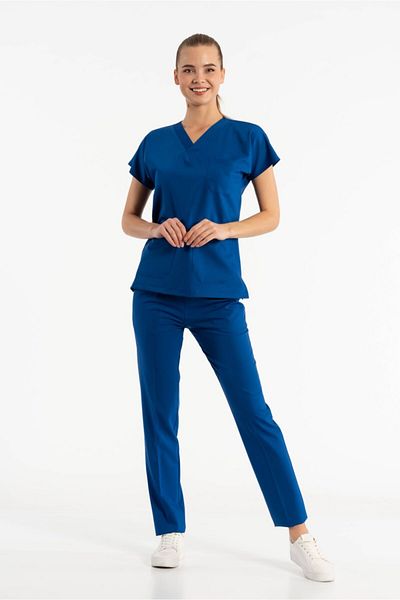 Owlet Medikal Set de uniforme Saks Blue Lycra Scrubs