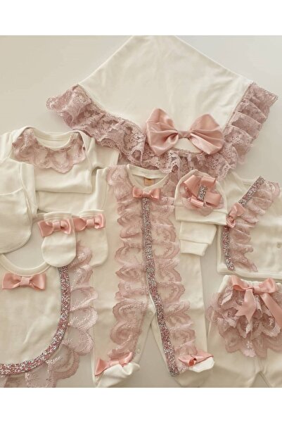 Tozpembebaby Kız Bebek Bej Süslü 10lu Hastane Çıkışı