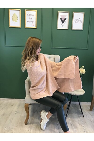 Ocean Light Pink Knitwear Shoulder Shawl