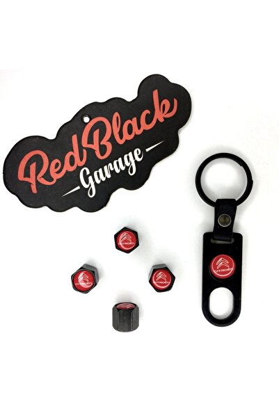 KARA AUTO طقم غطاء صمام معدني وسلسلة مفاتيح لسيتروين