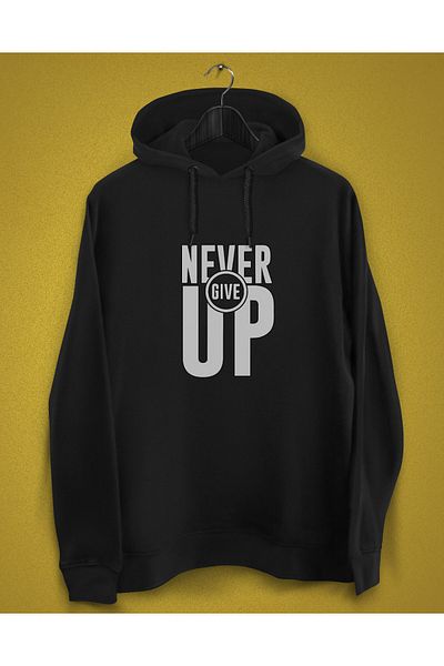 YEACHY Ανδρικό φούτερ με στάμπα με κουκούλα Never Give Up
