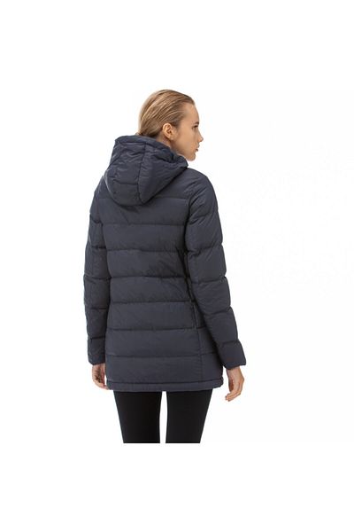 Lacoste Women's Navy Blue Hooded Quilted Coat