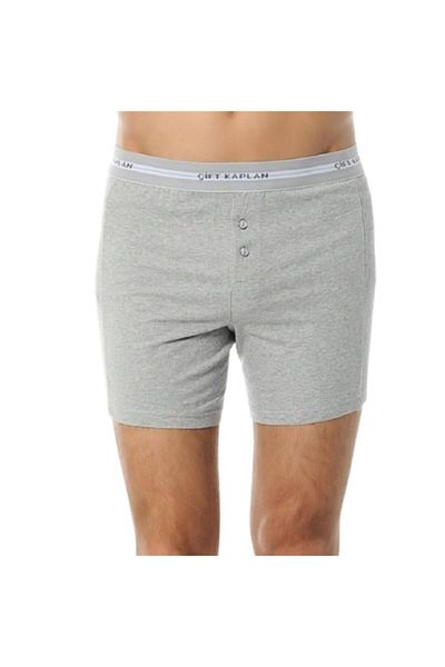 Çift Kaplan Men's Gray Elastane Boxer 3-Piece