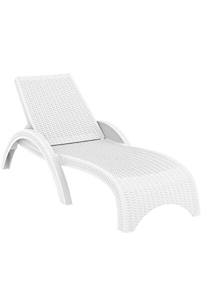 Siesta Fiji Rattan Şezlong Bahçe Teras Havuz Kenarı Şezlong Beyaz