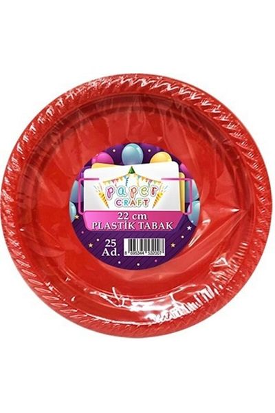 papercraft 25 Pieces Plastic Red Plate