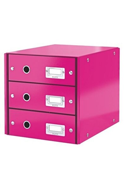 Leitz Metalik Pembe 3 Çekmeceli Evrak Rafı