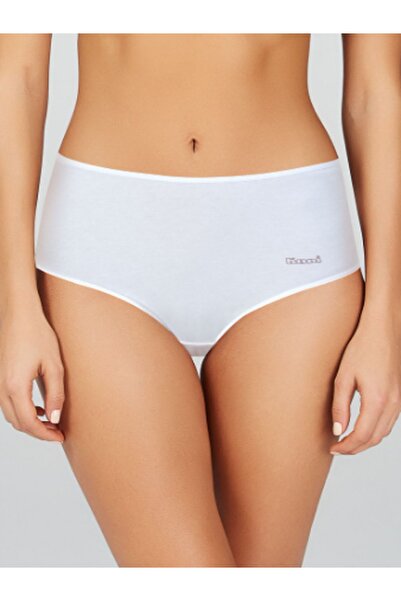 Kom Γυναικείο βαμβακερό ψηλόμεσο εσώρουχο Λευκό Maxi 2 Πακέτο