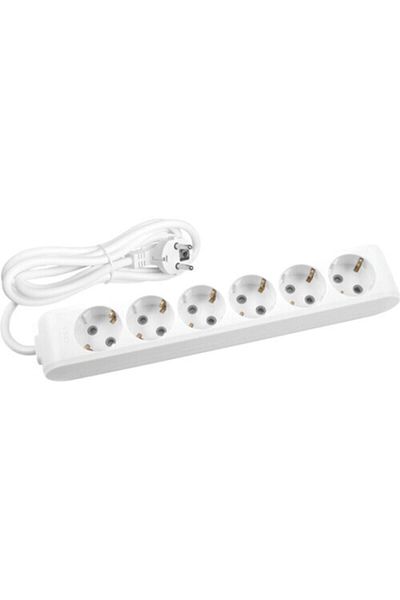 VİKO 6-Piece Group Socket - 2-Meter Cable, Grounded Child-Proof Socket