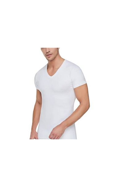 Tutku Tricou alb pentru bărbați, 6 bucăți, cu decolteu în V, cu jumătate de mânecă