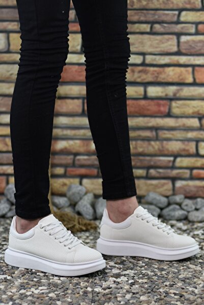 Riccon 3D Baskılı Beyaz Erkek Sneaker