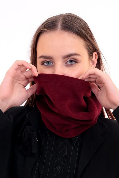 Deafox Căciulă din fleece pentru damă, bordeaux, cu gât, DFX61951