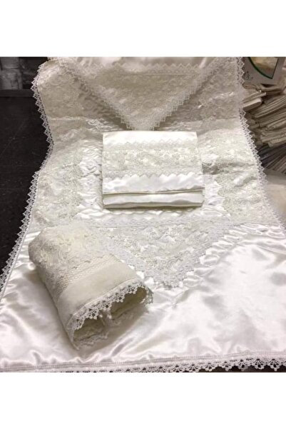 Elit Bursa Çeyiz Sarnel Fransız Dantelli Seccade Seti