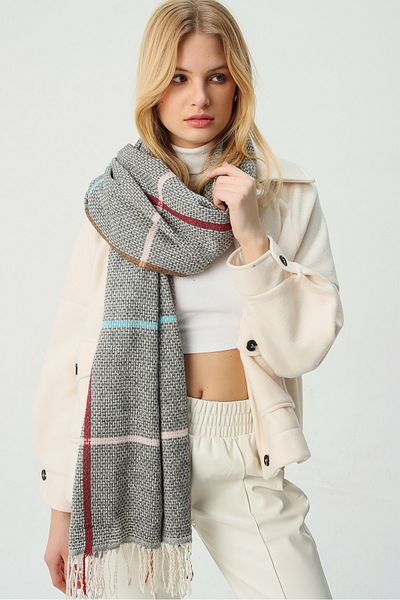 Trend Alaçatı Stili Schultertuch - Grau - Casual