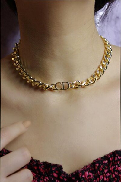 Rams Bijuteri Women's Gold Thick Chain Chocker Necklace