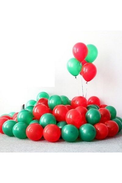 Happyland New Year's Balloon Decoration Green And Red 100 Pieces
