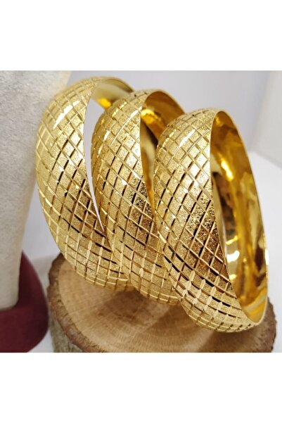 TAKI TASARIM 1.5 cm Bilezik 22 Ayar Altın Kaplama 62 Numara