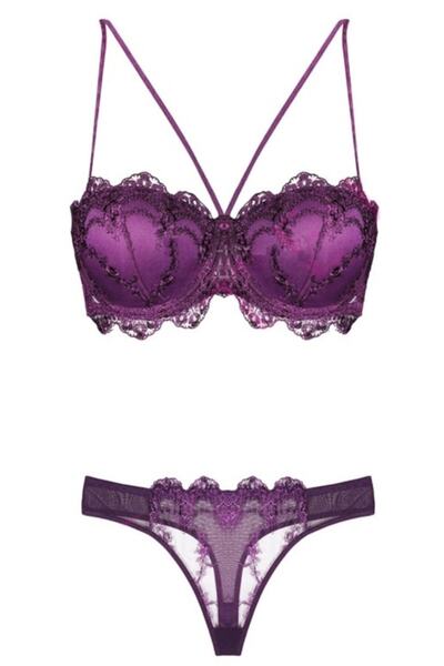 by İGP Жіночий комплект бюстгальтера та трусиків з мереживною обробкою