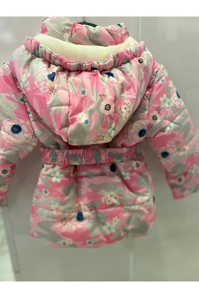 aydınkidsfashion Girls' Pink Patterned Coat