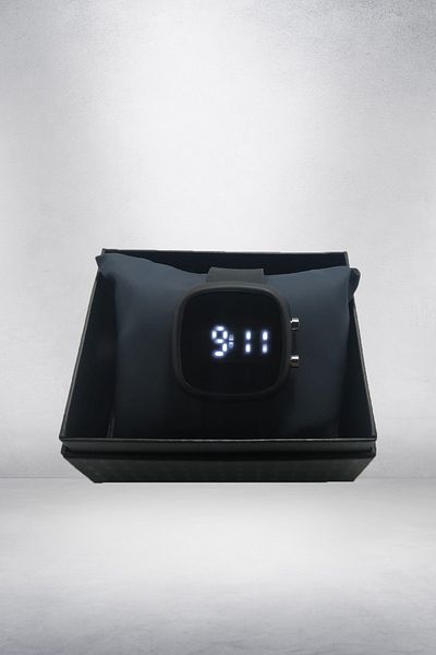 Spectrum Silicone Strap Digital Black Clock