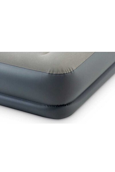 Intex سرير هوائي قياسي من Dura Beam متوسط الارتفاع بحجم كوين مع مضخة هواء كهربائية مدمجة