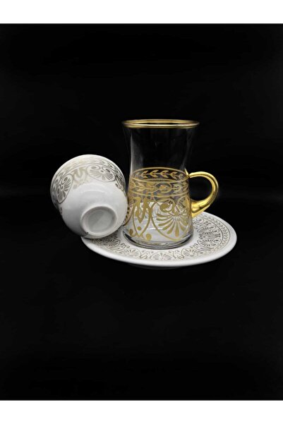 ÖzcamKristal 18 Parça 6 Kişilik Desenli Çay Takımı