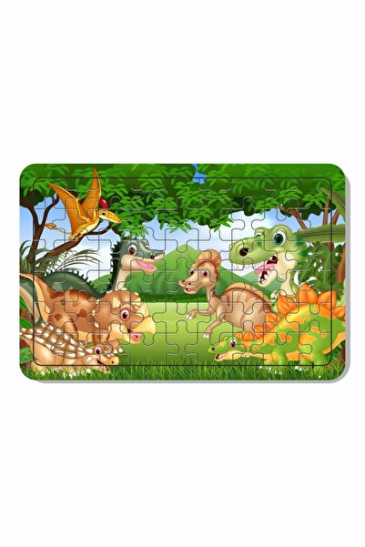 Baskı Atölyesi 54 Parça Ahşap Puzzle Dinazor