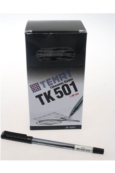 Temat Tk-501 Tükenmez Kalem 1,0 Mm Siyah 50 Li (1 PAKET 50 ADET)