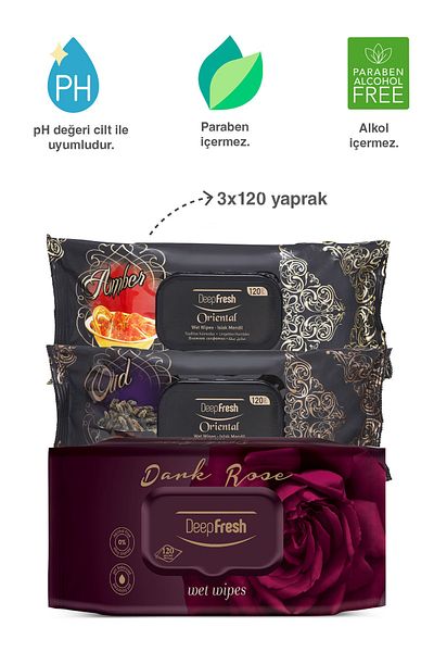 Deep Fresh Oriental Wet Wipes Mixed 3 x 120 Sheets