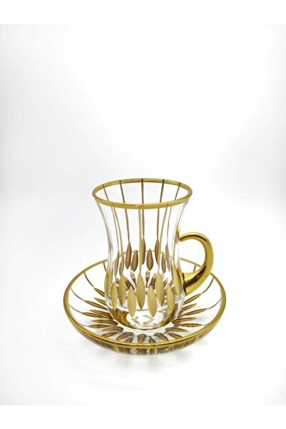 ÖzcamKristal 12 Parça 6 Kişilik Kesme Dekorlu Çay Takımı