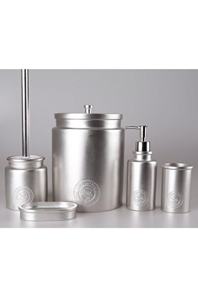 By Selim Selim Polyester 5 Parça Banyo Seti Stamp Gümüş