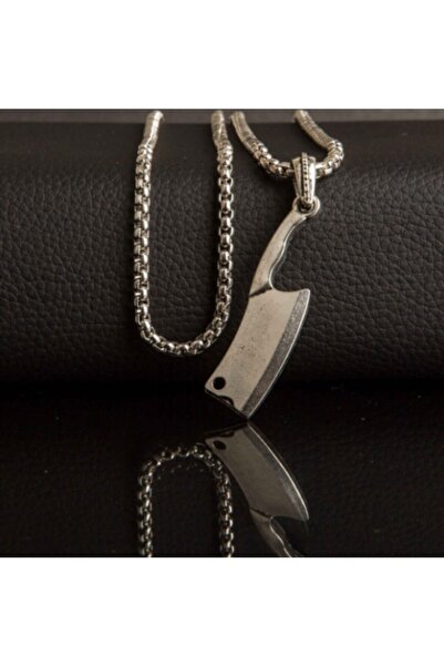 VALENTINASILVER El Satırı Figürlü Erkek Çelik Kolye