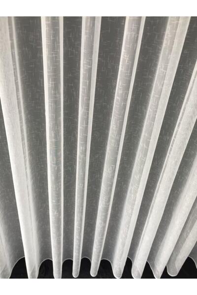 VANESSA PERDE Keten Tül Kırışmaz Mat Ekru Renk 1/3 Sık Pileli Modern Tül Perde
