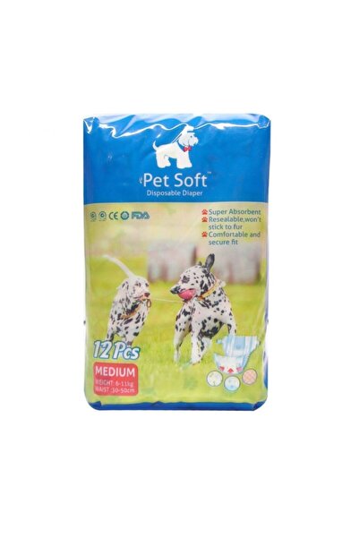Mixpet Pet Soft Köpek Için Alt Tuvalet Bezi Medium 30-50cm 12 Li