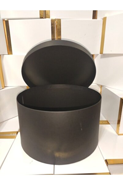 Stil Kutu Yuvarlak Silindir Kutu Siyah Renk Büyük Silindir Hediyelik Kutu