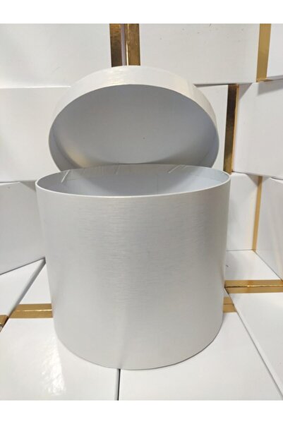 Stil Kutu Yuvarlak Silindir Kutu Beyaz Renk Hediyelik Silindir Kutu 26x22