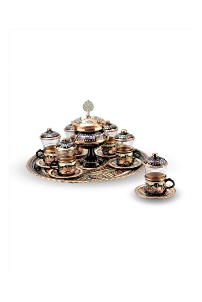Sonay Bakırcılık Gül Çiçek Bakır Çay Takımı