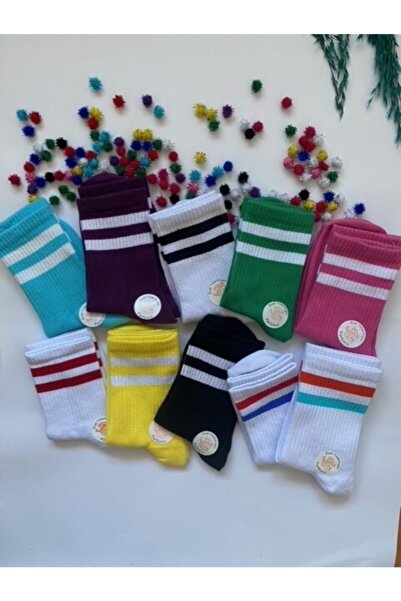 çorapdunyam Жіночі унісекс 10-пари смугасті парфумовані тенісні шкарпетки Cz0045