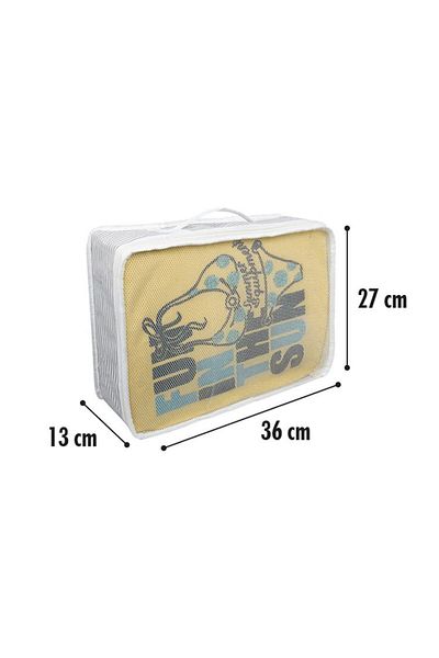 ALAS 6-Piece Striped Suitcase Organizer and Shoe Carrying Bag Set