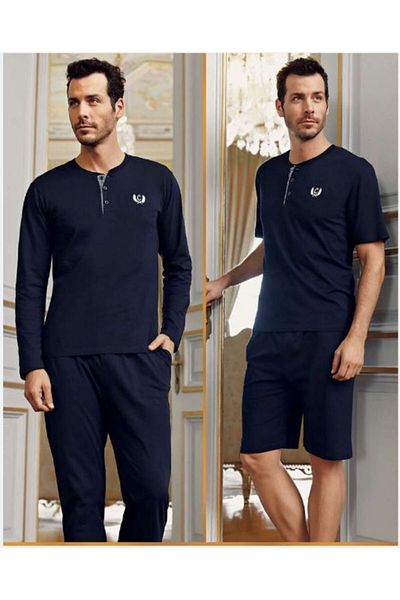 CAPSELLA Ανδρικό Navy Blue Σετ 5 Βαμβακερών Πιτζάμες
