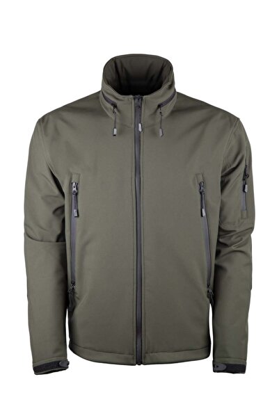 VAV WEAR Erkek Haki Shellht 04 Softshell Mont Su Rüzgar Geçirmez Su Itici Gizlenebilir Kapüşon