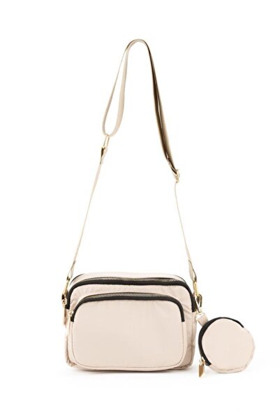 ESPARDİLE Kadın Bej Kolon Askılı Cüzdanlı Çapraz Çanta