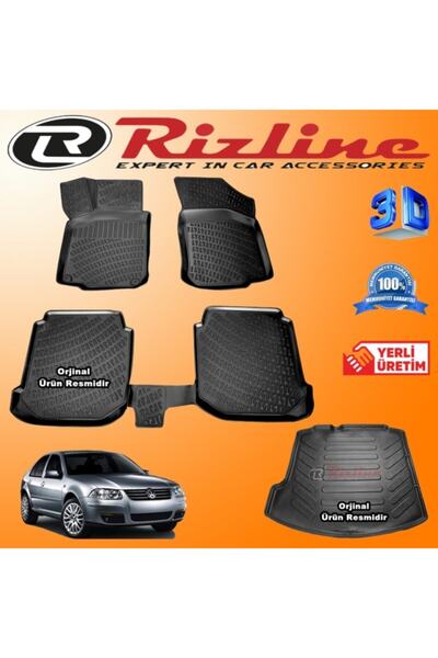Rizline Vw Bora 3d Paspas + 3d Bagaj Havuzu 1998-2005 Arası Siyah Set