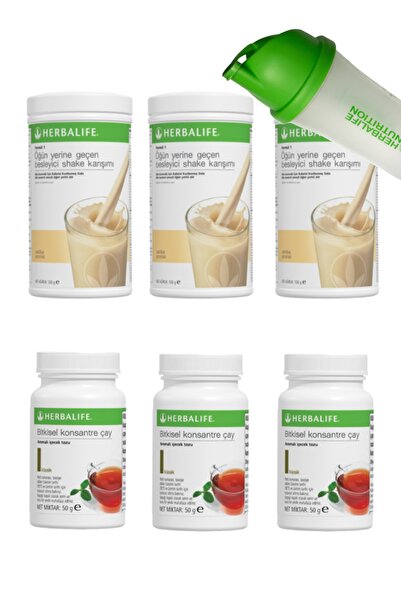 Herbalife Shake 3 Adet Vanilya + Çay 3 Adet Klasik + Shaker Hediye