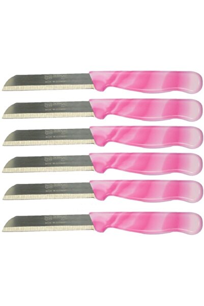 Solingen Tırtıklı Meyve Bıçakları Mermer Desen Pembe ( 6 Adet)