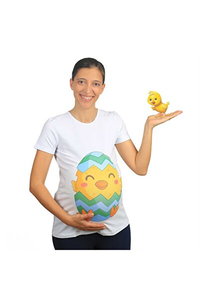 Baby Kadın Beyaz Mummy's Hamile Civciv Tişört