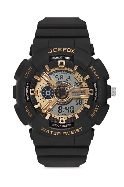 Joefox Erkek Siyah Dijital Analog Slikon Kordon Kol Saati 1009