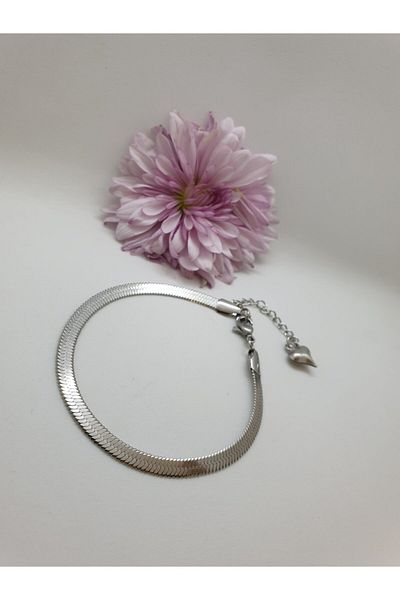ROMERON Women's Italian Chain Silver Color Steel Bracelet