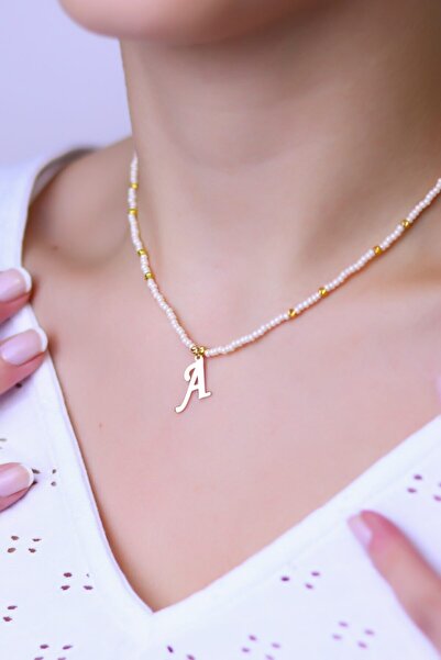 MySilvers Gümüş A Harfli Kum Incisi Kolye